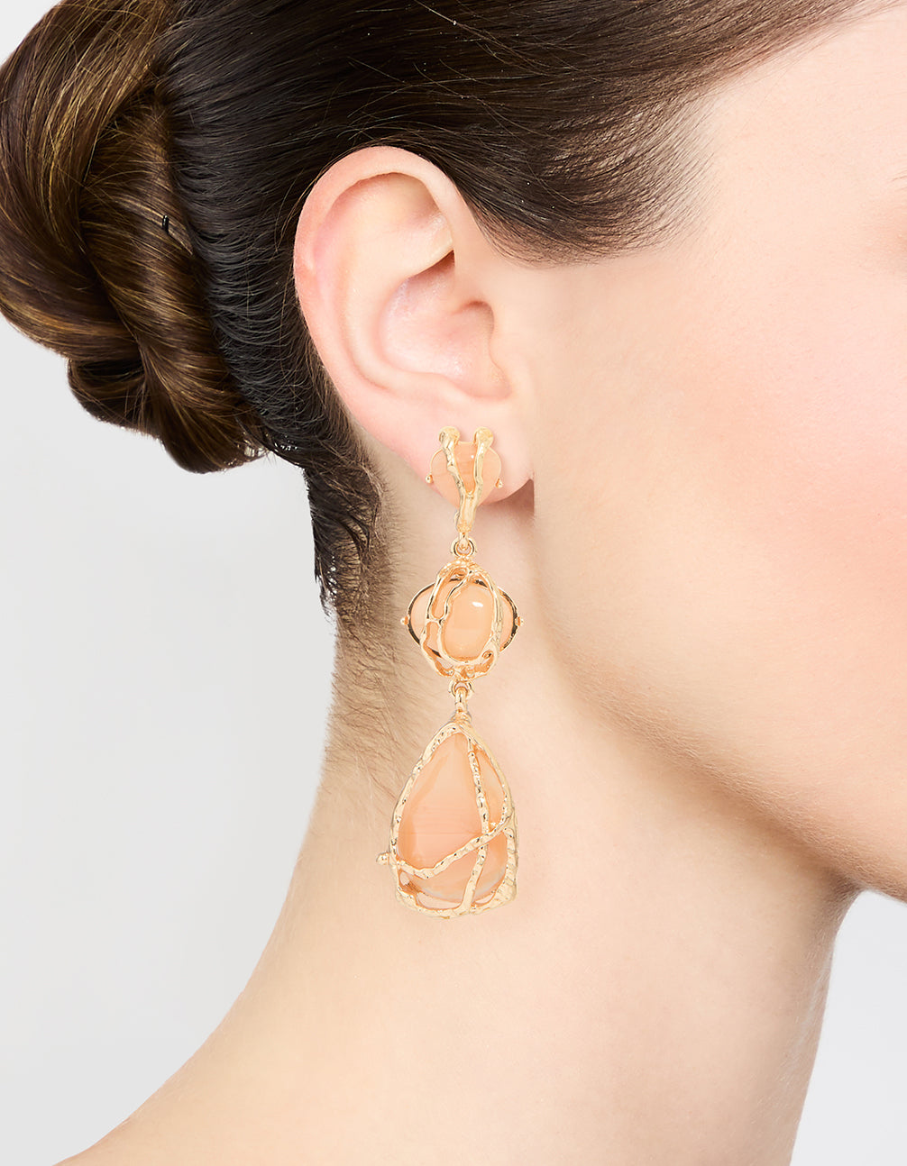 Gold Pink Acrylic Wrapped Drop Earrings