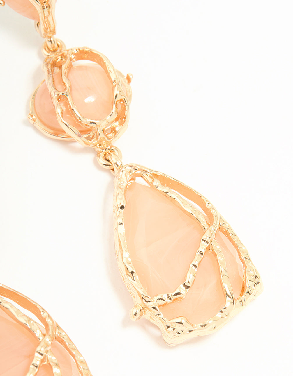 Gold Pink Acrylic Wrapped Drop Earrings