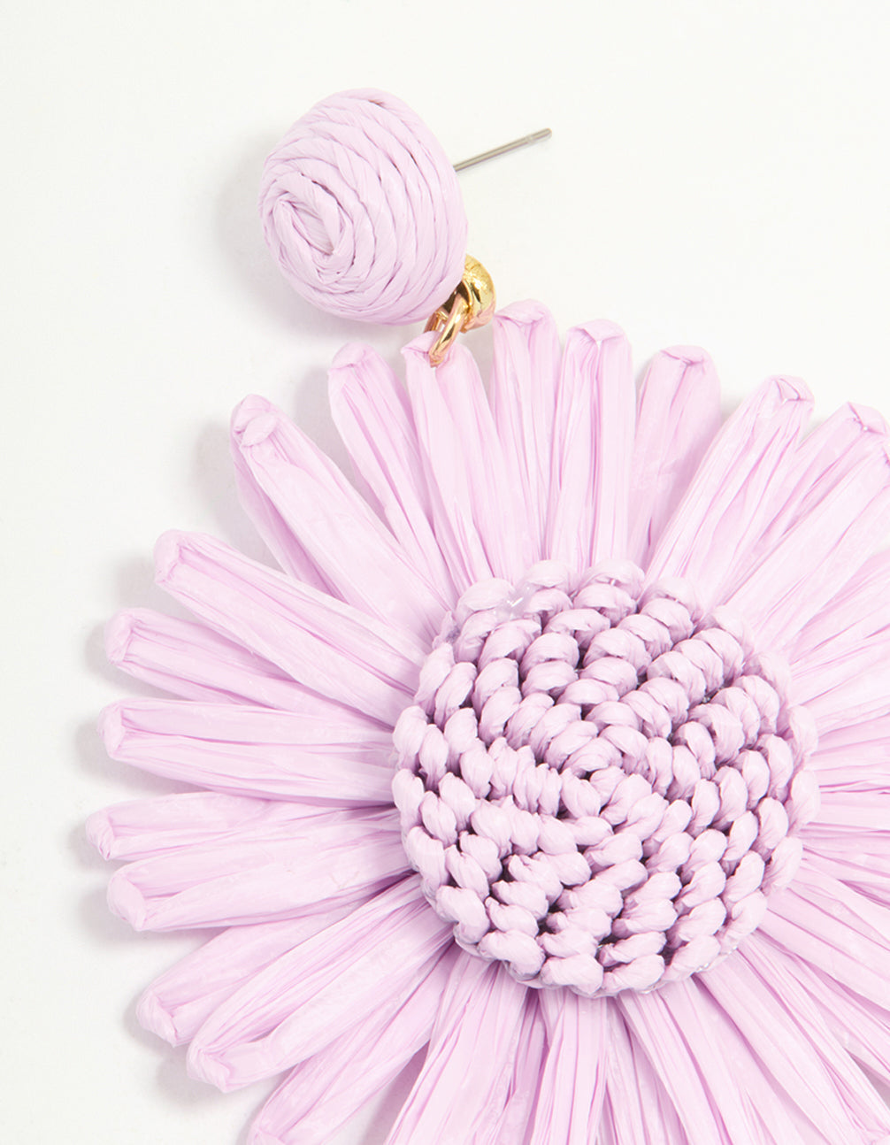 Purple Raffia Flower Drop Earrings