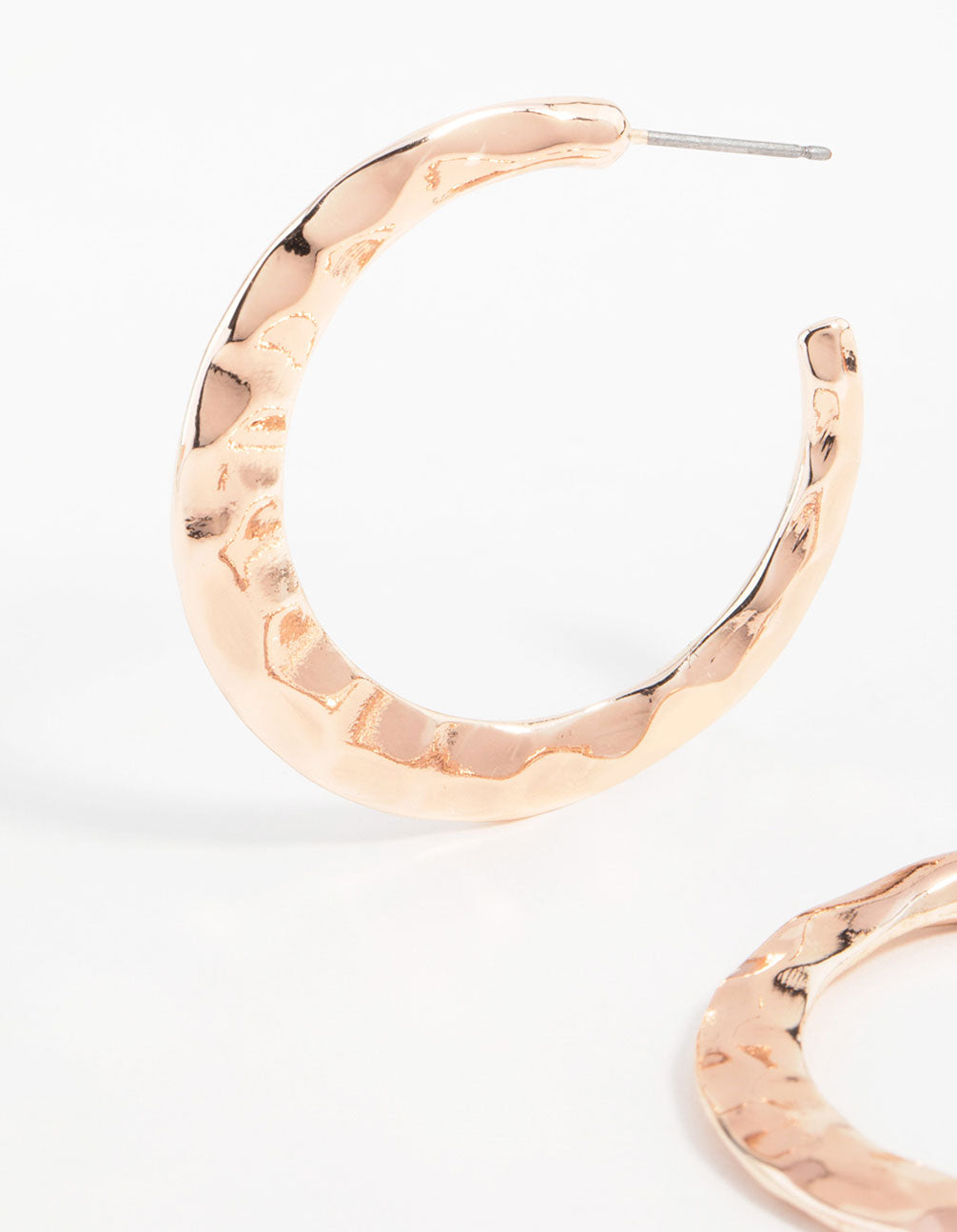 Rose Gold Molten Thin Hoop Earrings