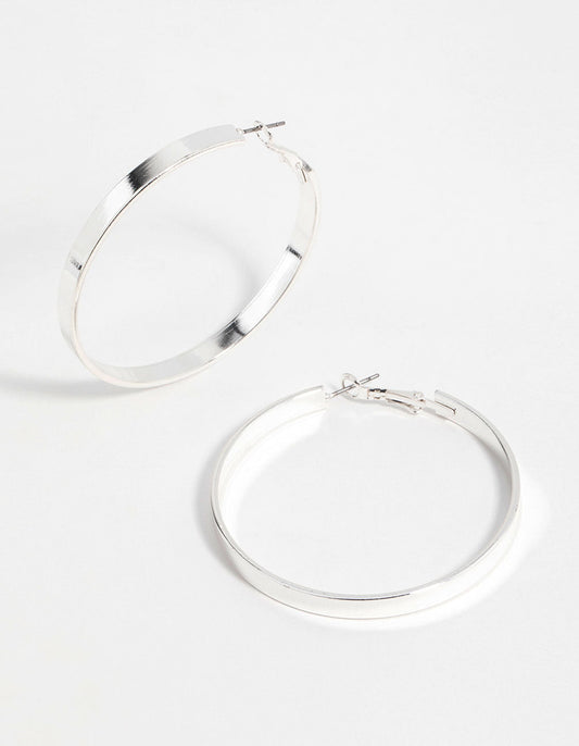 Silver Textured Hoop Earrings