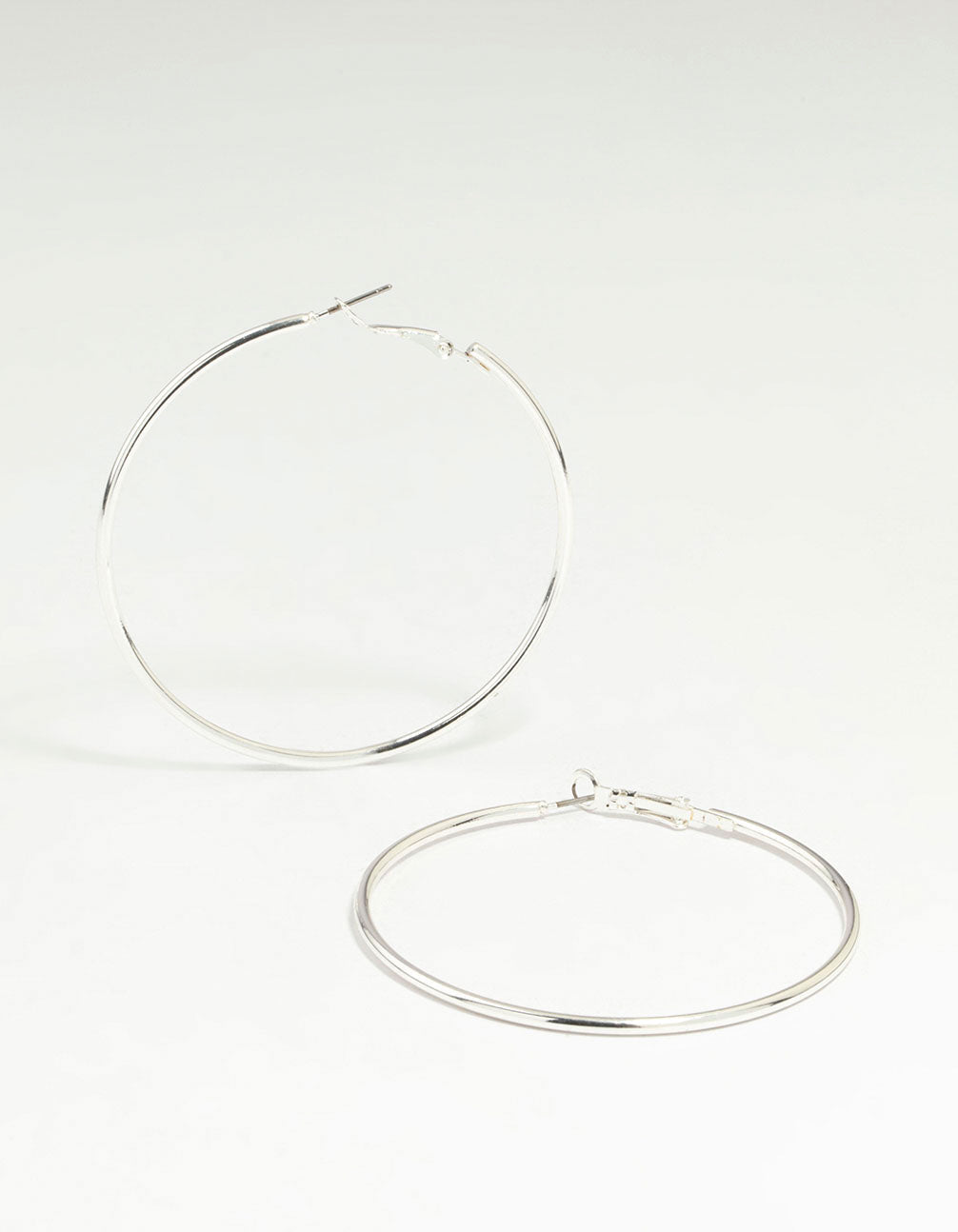 Silver Plain Thin Hoop Earrings