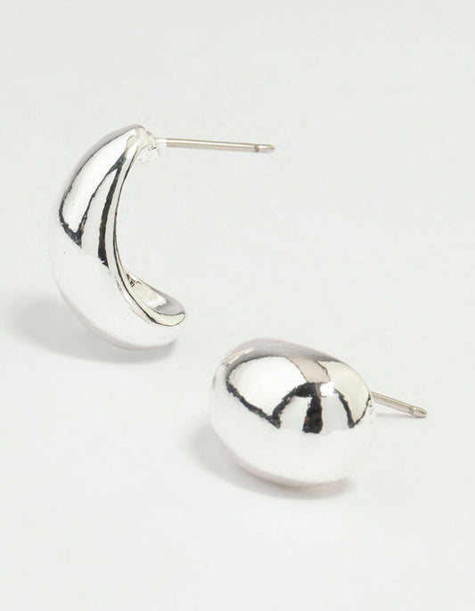 Silver Chubby Huggie Earrings