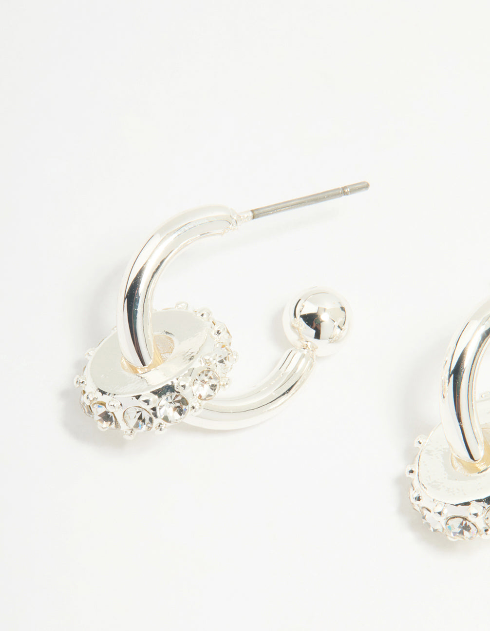 Silver Diamante Rondell Hoop Earrings