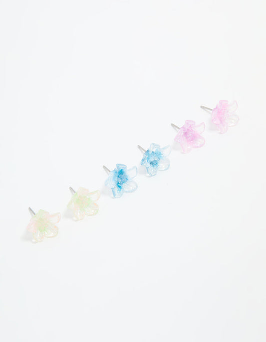 Multicoloured Acrylic Flower Stud Earrings 3-Pack