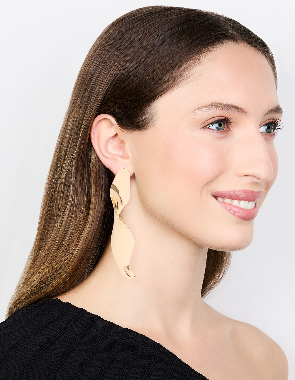 Gold Twisted Large Drop Earrings