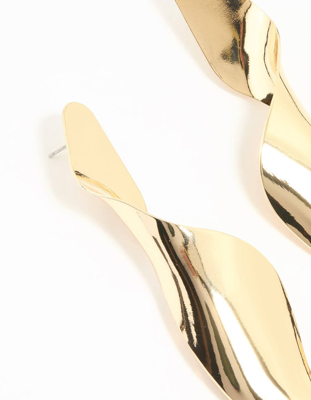 Gold Twisted Large Drop Earrings