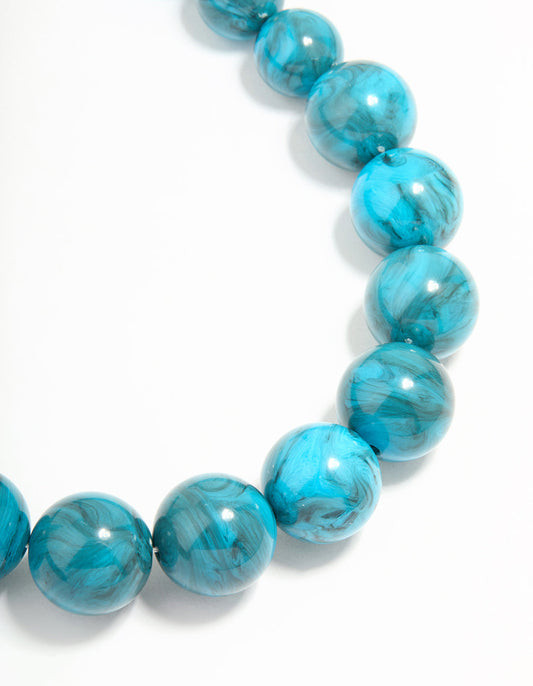 Gold Turquoise Acrylic Beaded Necklace