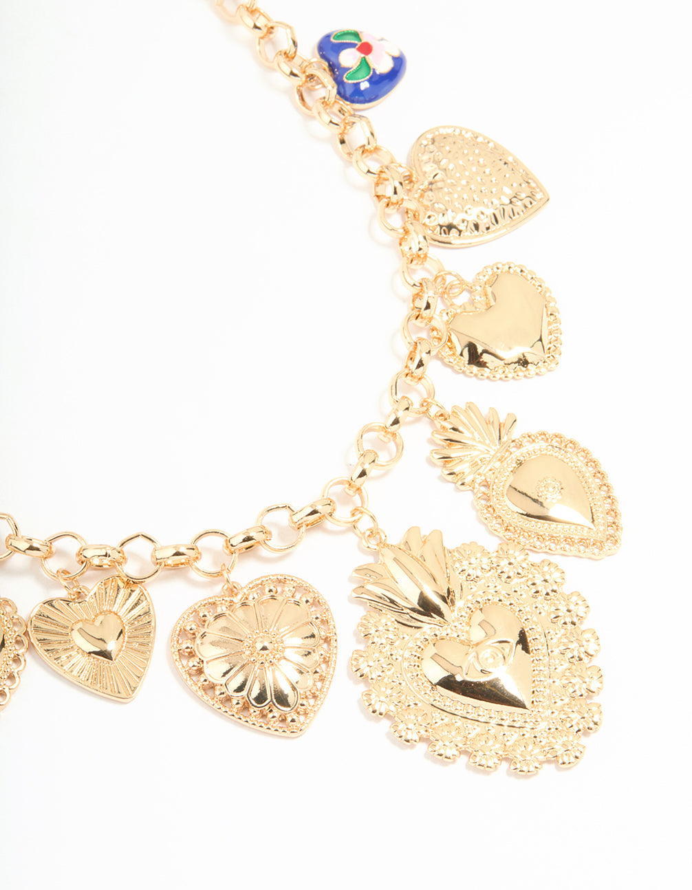 Gold Chunky Heart Charm Necklace