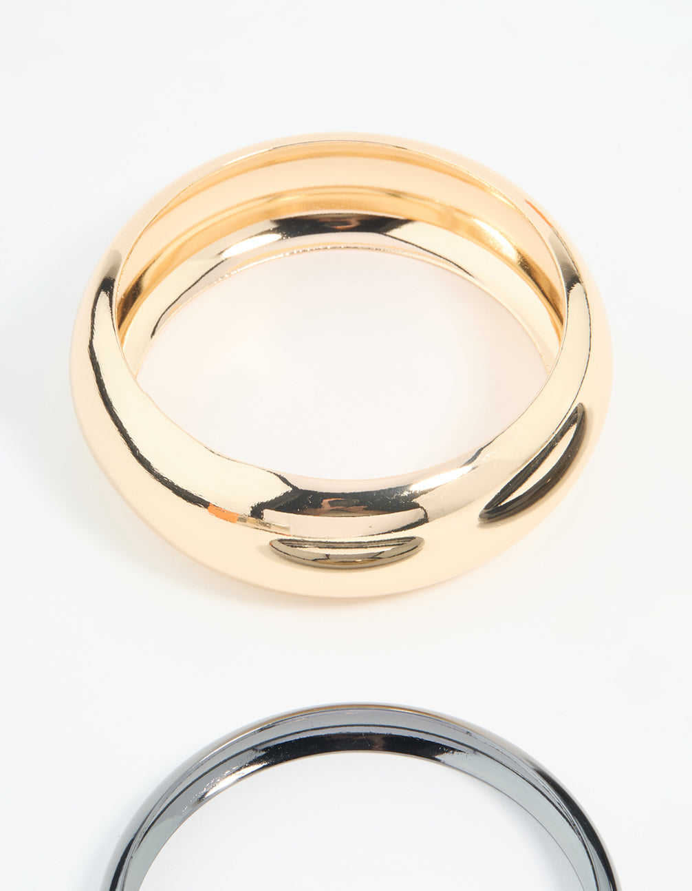 Mixed Metal Dark Blue Bangles 3-Pack