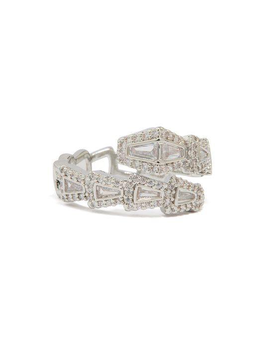 Silver Cubic Zirconia Point Wrap Ring