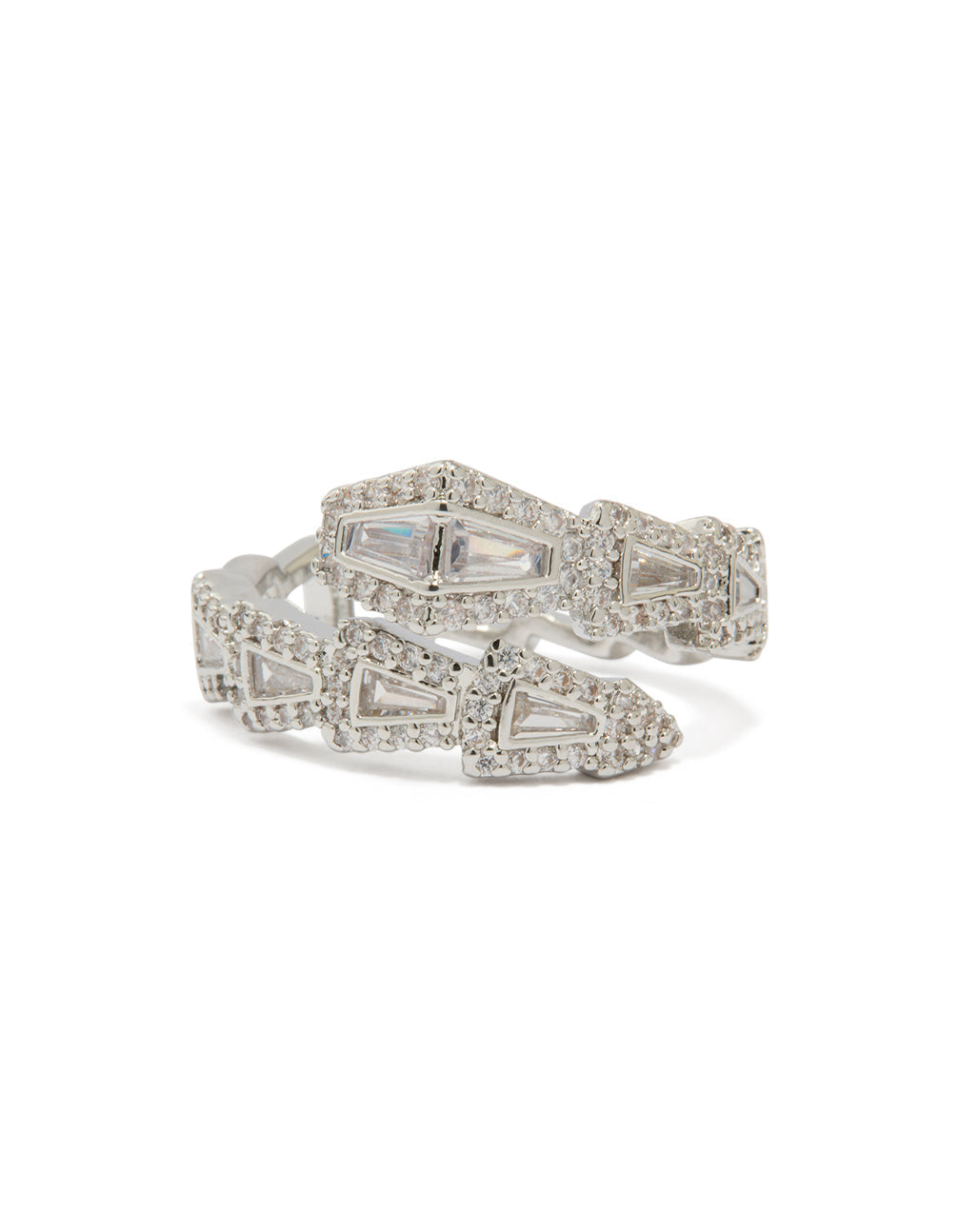 Silver Cubic Zirconia Point Wrap Ring