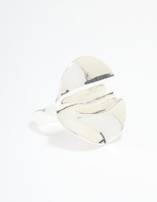 Silver Plated Textured Circle Ring