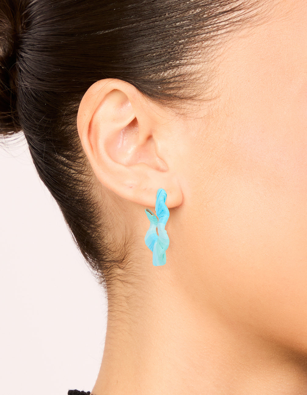 Gold Blue Movement Wrap Hoop Earrings