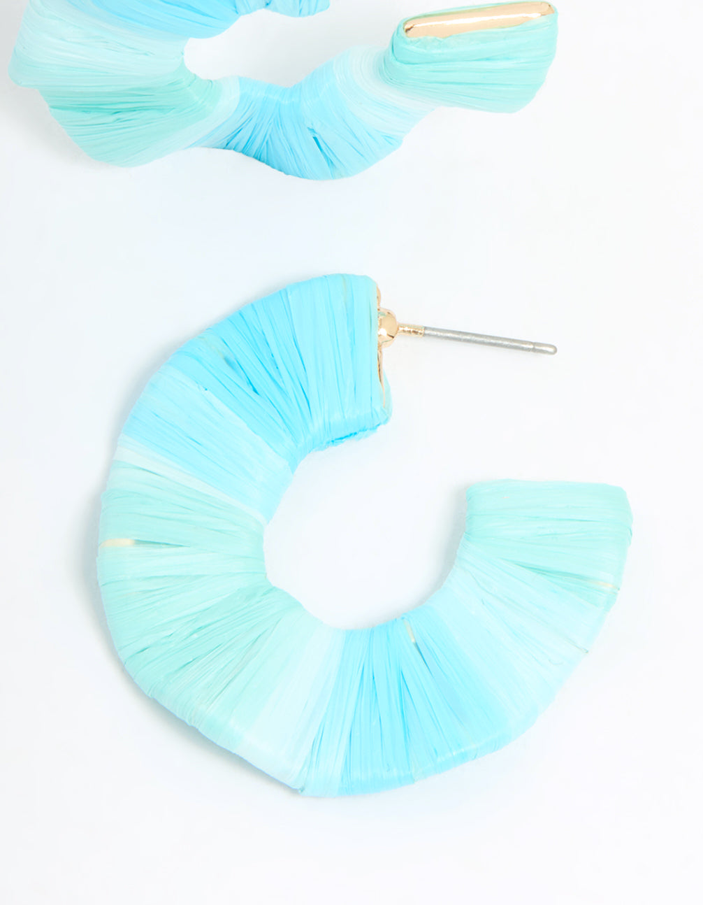 Gold Blue Movement Wrap Hoop Earrings