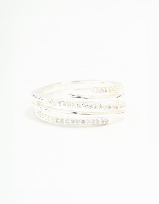 Silver Plated Cubic Zirconia Dainty Wrap Ring