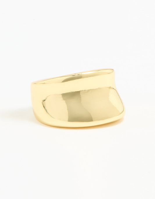 Gold Plated Smooth Statement Ring