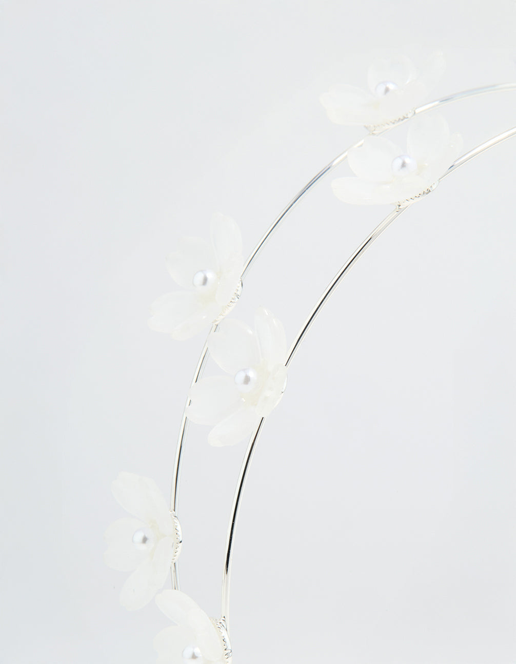 Silver Pearl Small Flower Headband