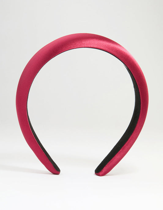 Maroon Satin Fabric Padded Headband