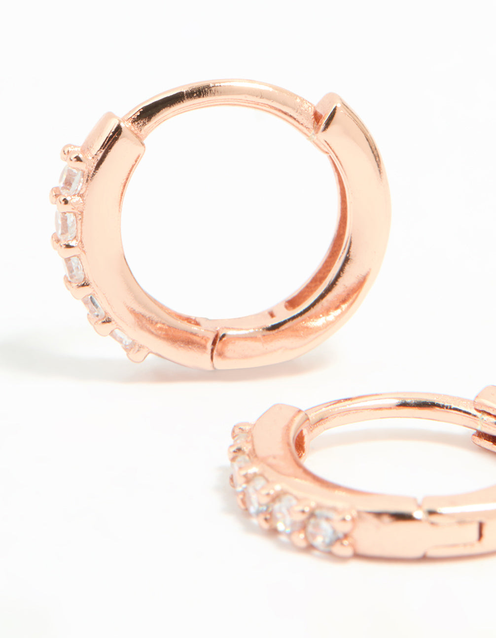 Rose Gold Plated Sterling Silver Cubic Zirconia Hoop Earrings