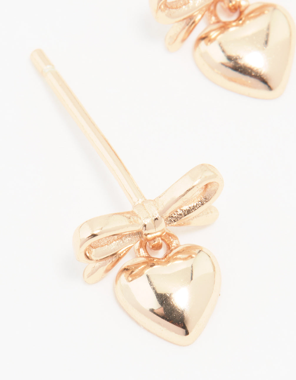 Rose Gold Plated Sterling Silver Bow & Heart Stud Earrings