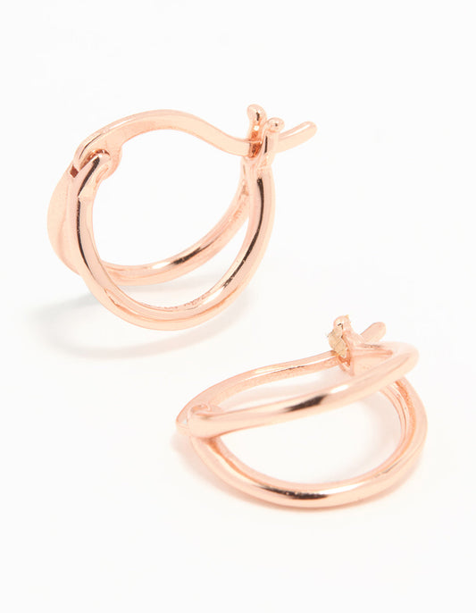 Rose Gold Plated Sterling Silver Double Hoop Earrings