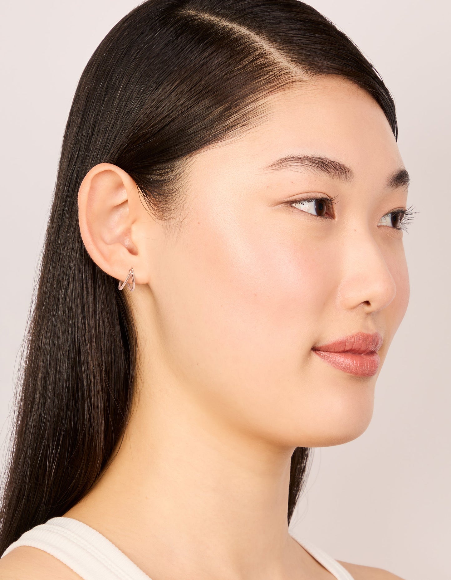 Rose Gold Plated Sterling Silver Double Hoop Earrings