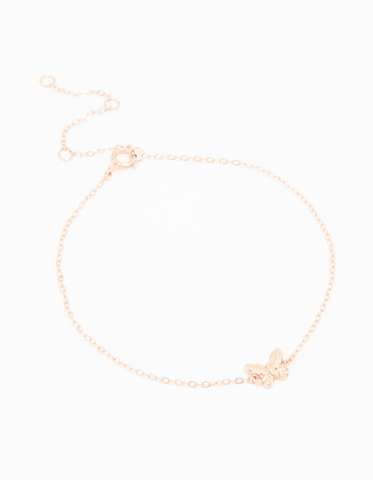 Rose Gold Plated Sterling Silver Butterfly Bracelet