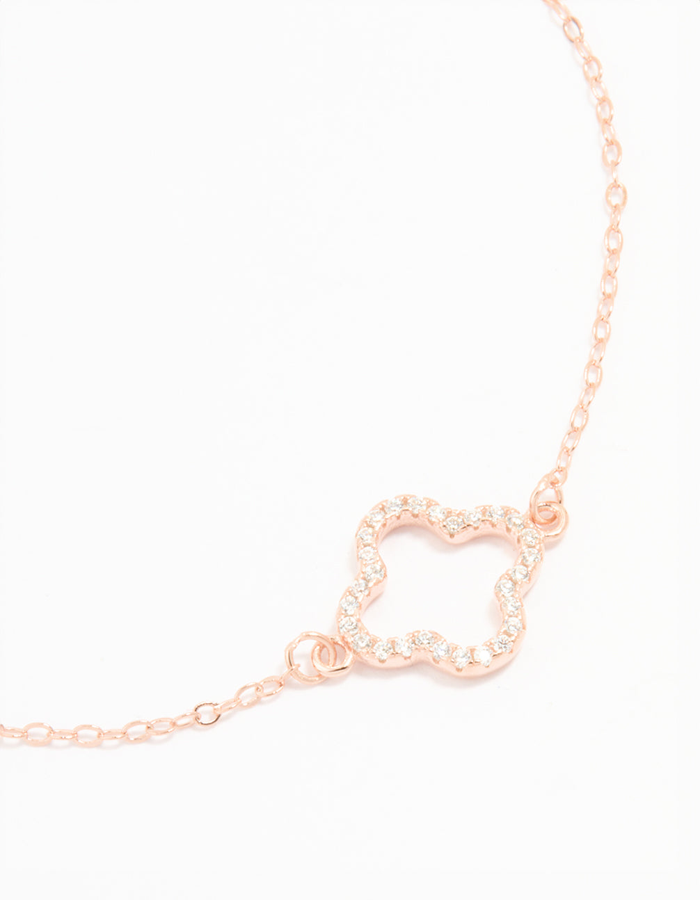Rose Gold Plated Sterling Silver Cubic Zirconia Flower Bracelet