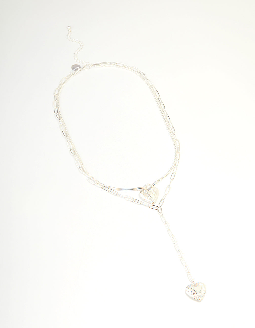Silver Heart Locket Layered Necklace