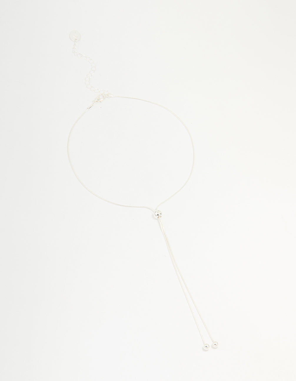 Silver Ball Zipper Lariat Necklace