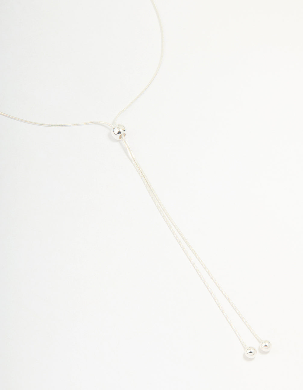 Silver Ball Zipper Lariat Necklace