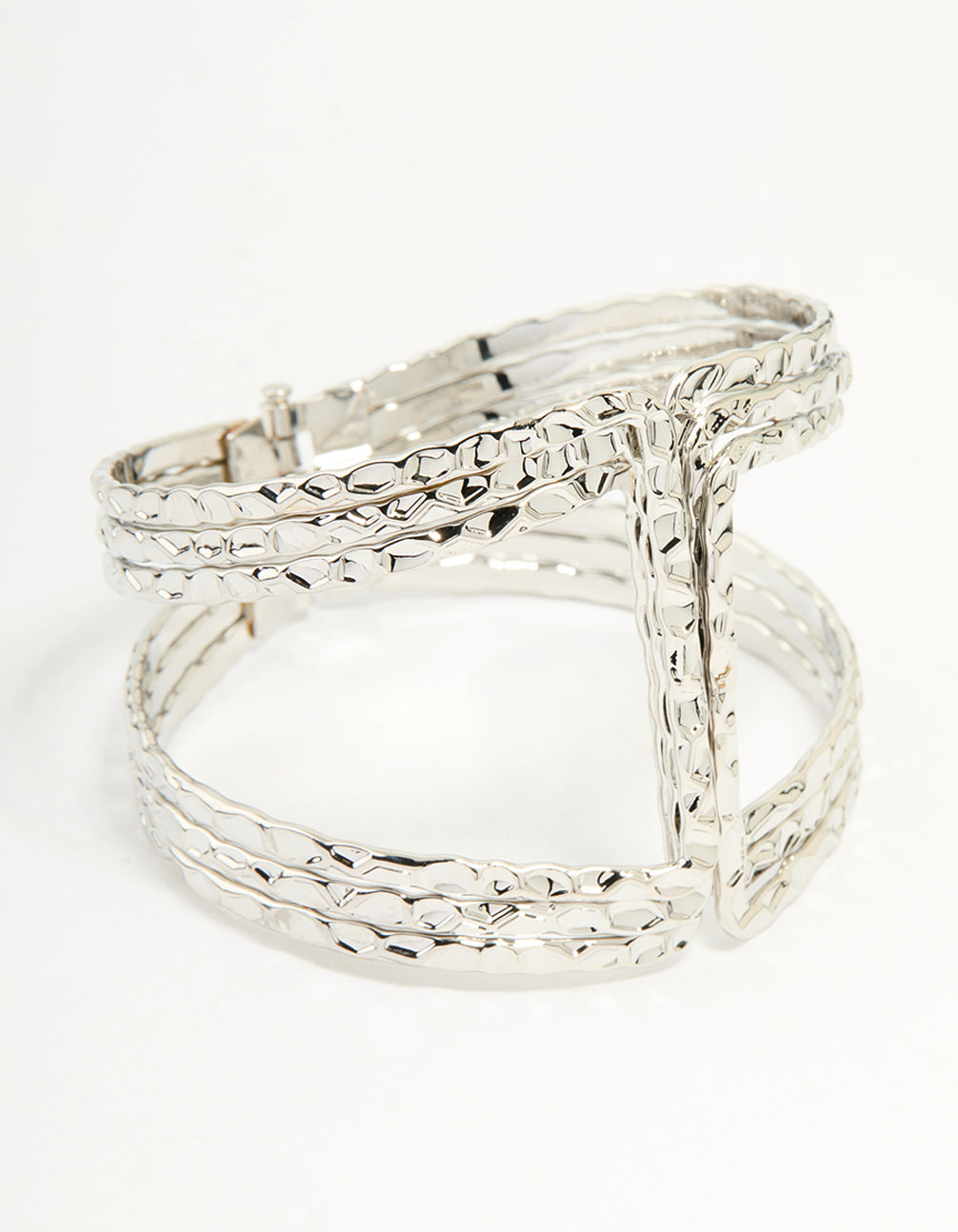 Silver Hammered Linear Wrist Cuff