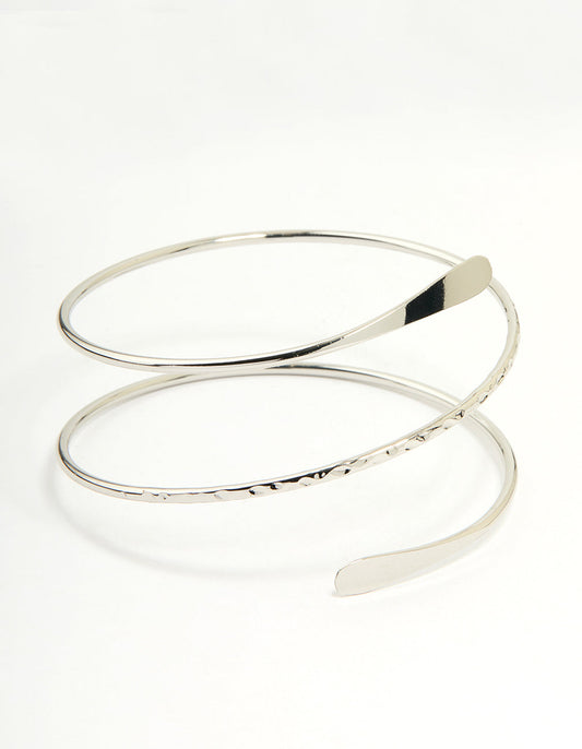 Silver Hammered Arm Cuff