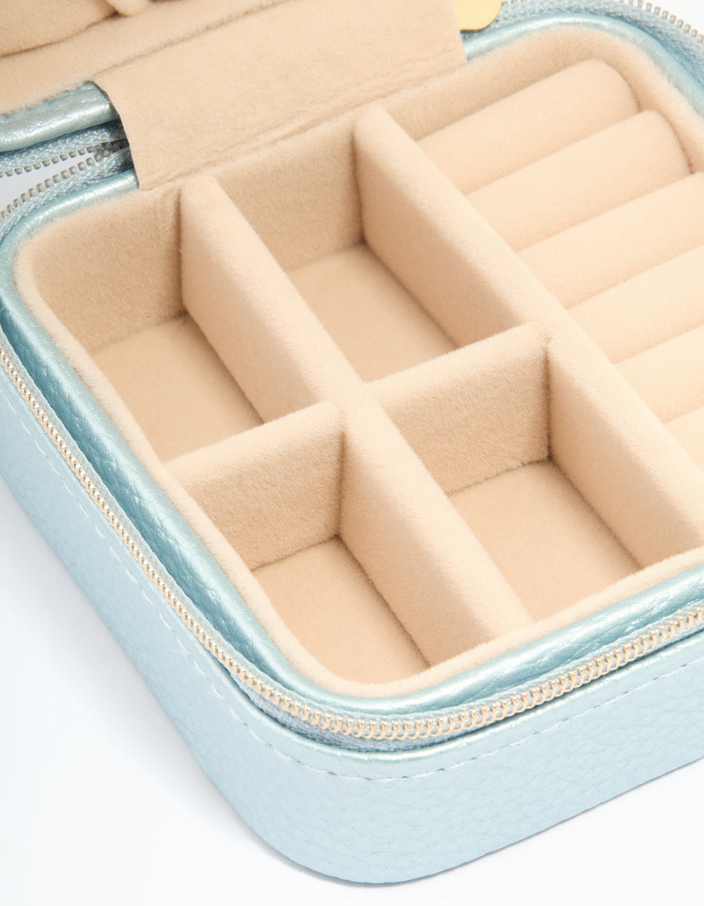 Metallic Blue PU Leather Pebbled Square Jewellery Case