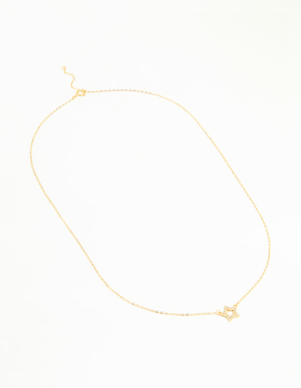 Gold Plated Sterling Silver Cubic Zirconia Pavé Star Necklace