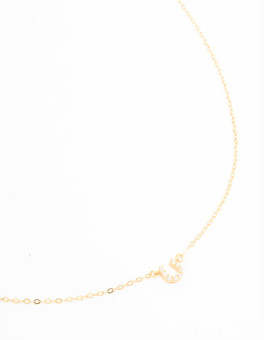 Gold Plated Sterling Silver Cubic Zirconia Horseshoe Necklace