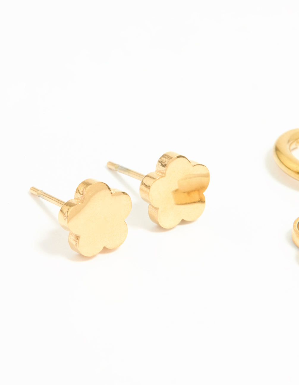 Waterproof Gold Plated Stainless Steel Freshwater Pearl Flower Earrings 2-Pack