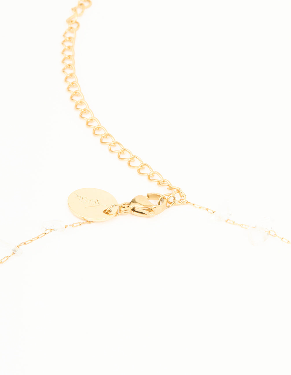Waterproof Gold Plated Stainless Steel Clear Semiprecious Stone Waist Chain