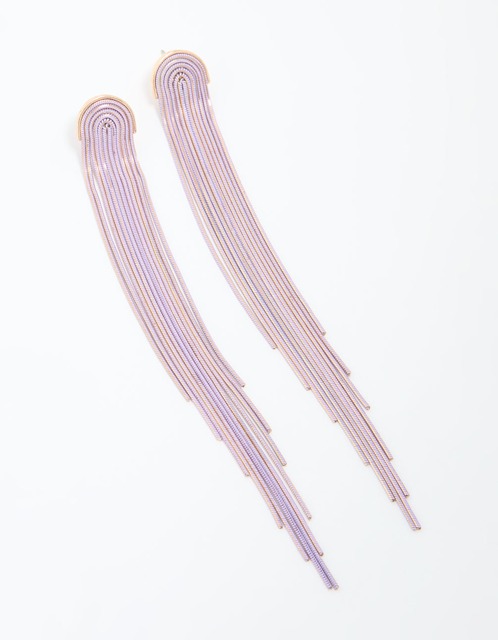 Gold Purple Waterfall Cupchain Drop Earrings