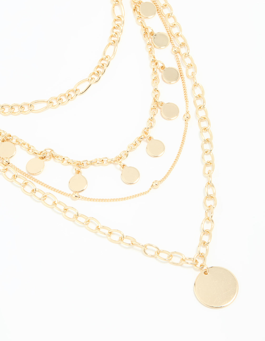 Gold Disc Charm Layered Necklace