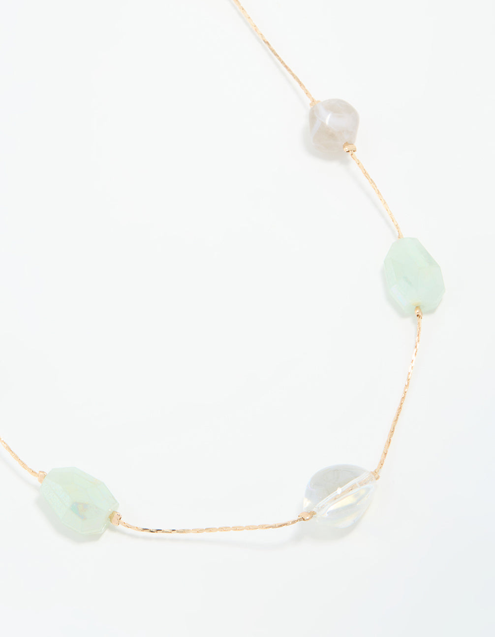 Gold Organic Beaded Long Necklace