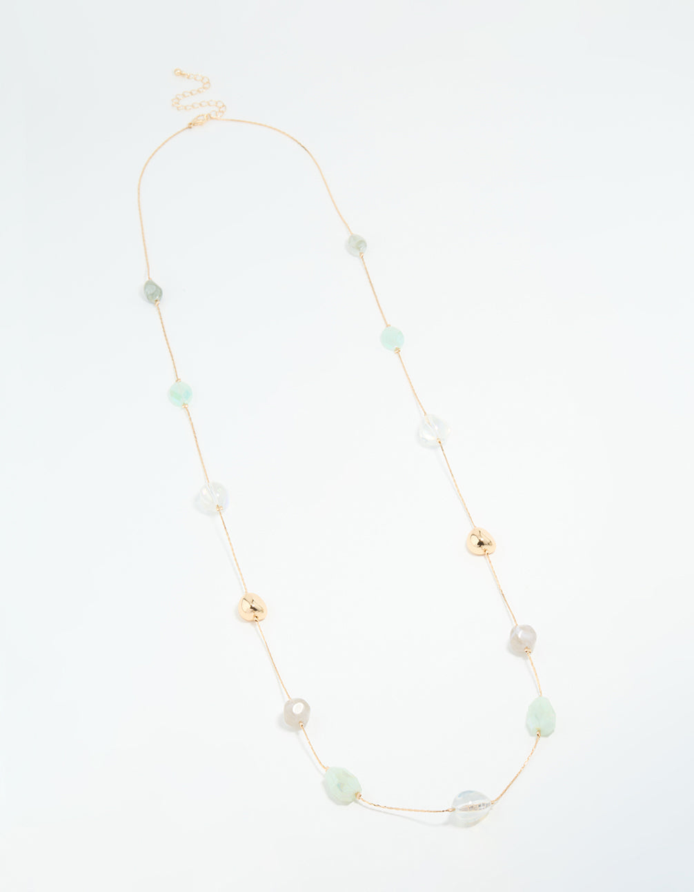 Gold Organic Beaded Long Necklace
