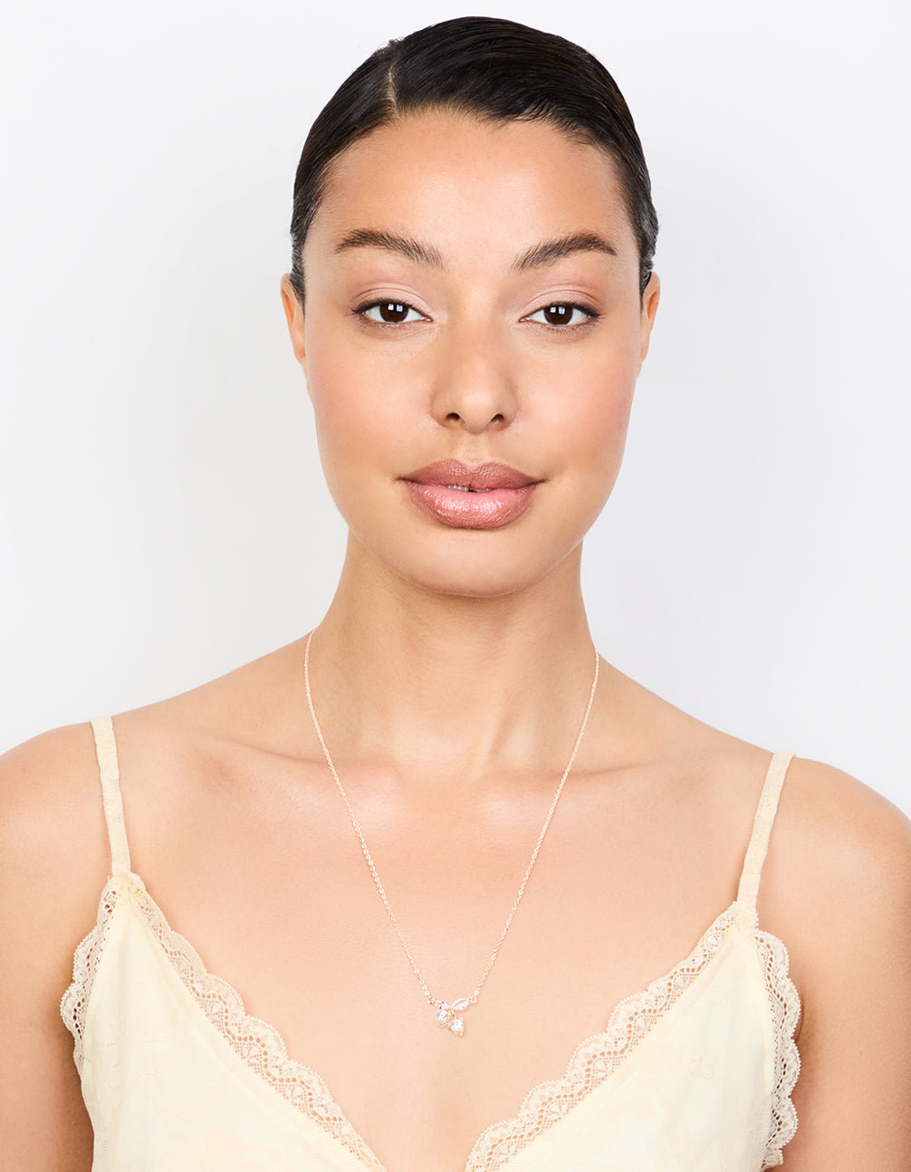 Rose Gold Plated Cubic Zirconia Cherry Pendant Necklace