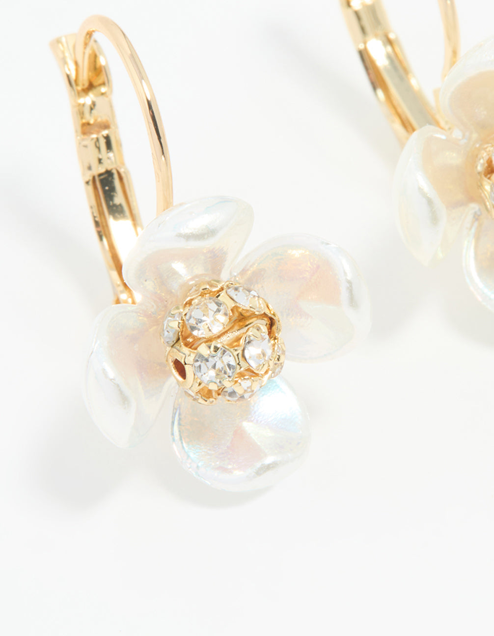 Gold Plated Acrylic Flower Huggie Earrings