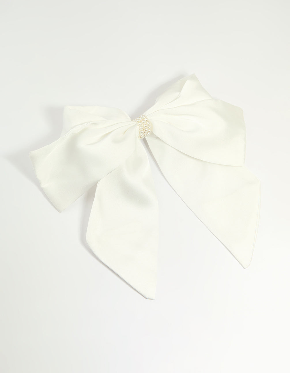 White Layered Pearl Bow Hair Clip