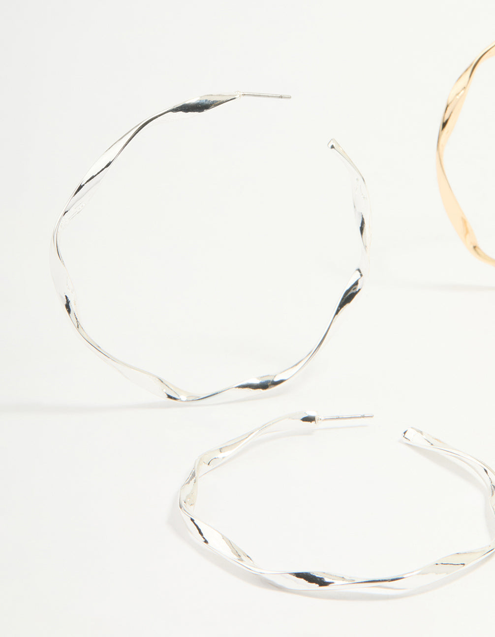 Mixed Metal Twisted Large Hoop Earrings 3-Pack