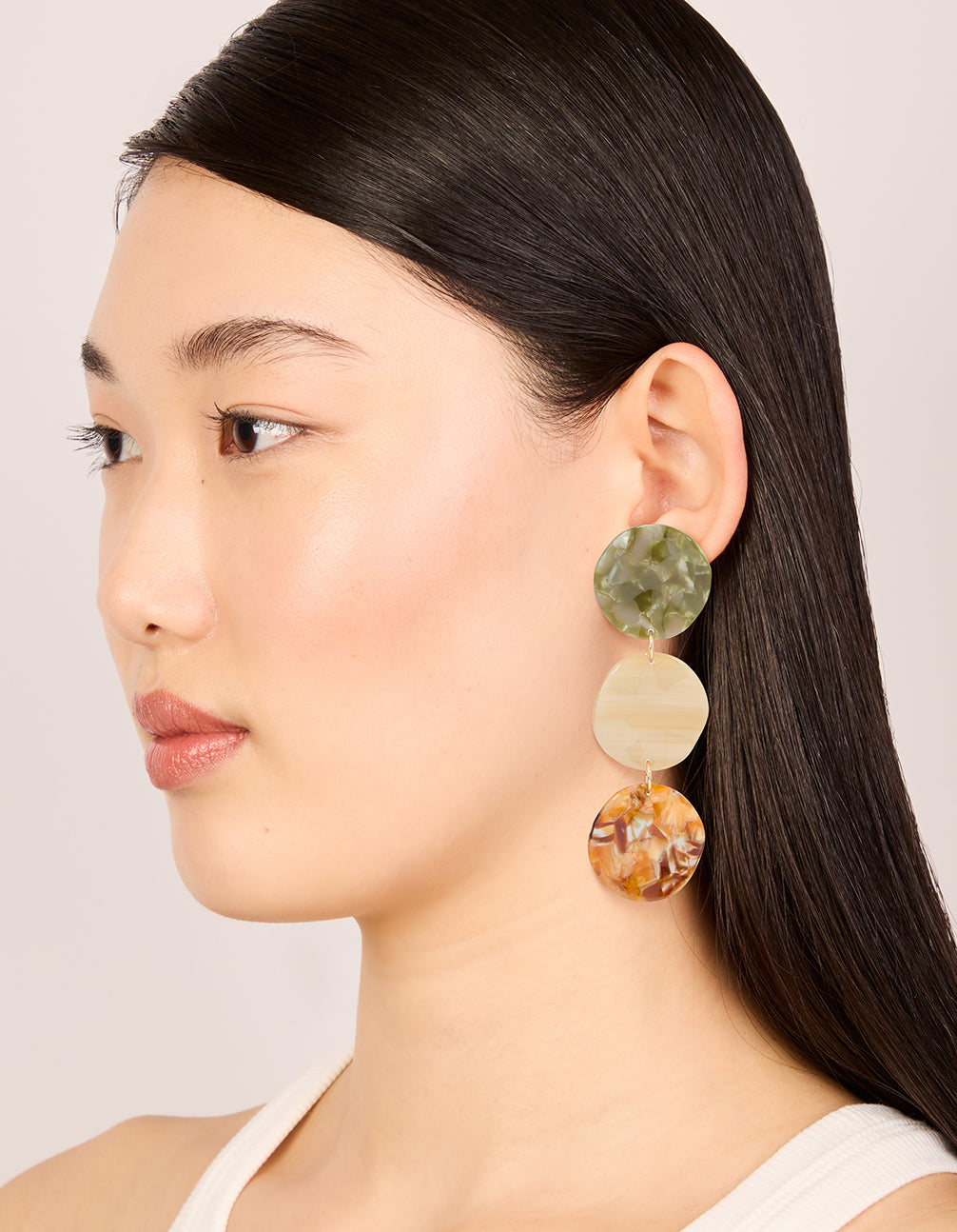 Gold Neutral Circle Drop Earrings