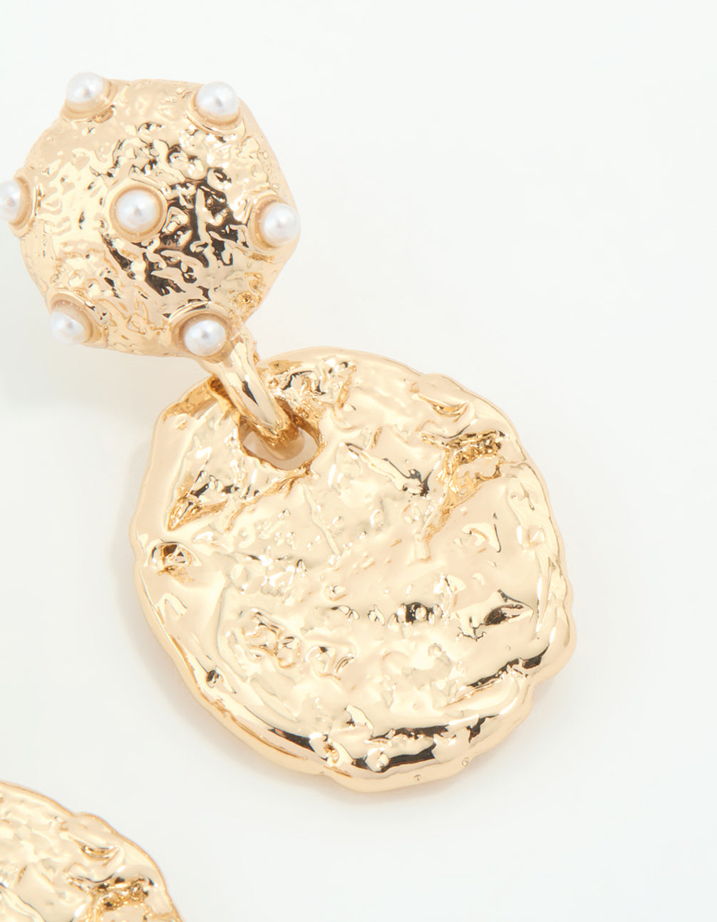 Gold Molten Circle Drop Earrings