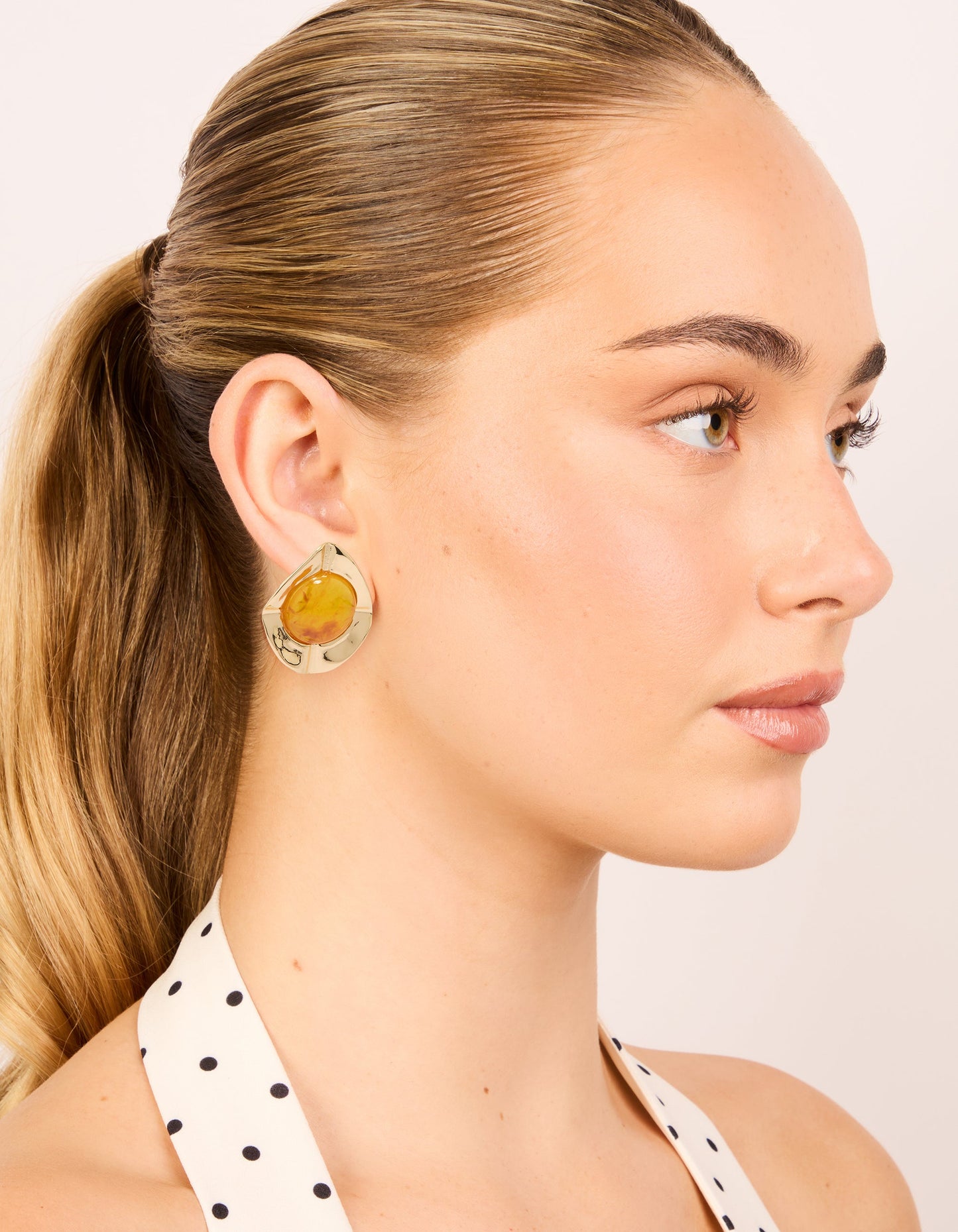 Gold Orange Opulent Statement Stud Earrings
